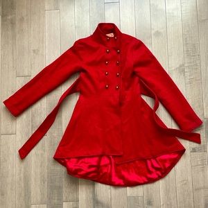 Red jacket with belt size 12 girls/XS women’s
